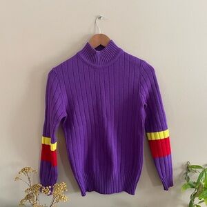 VINTAGE 100% Wool Ski Sweater - Mock Turtleneck - Size S/M